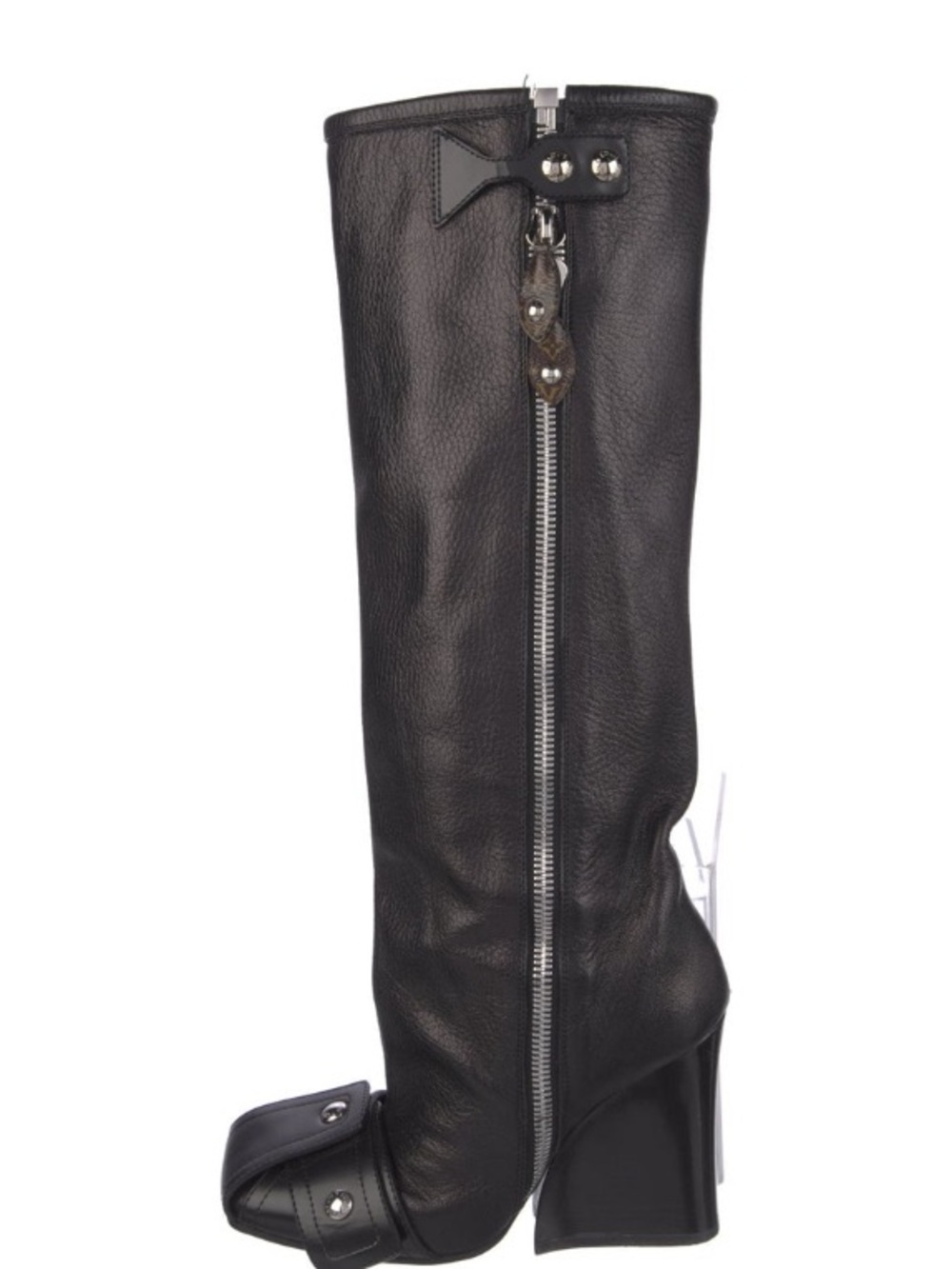 Louis Vuitton Patti Wedge tall Black Leather Zip Heeled Boot 36